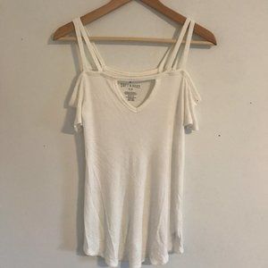 White Soft & Sexy Cutout Off-the-Shoulder Top